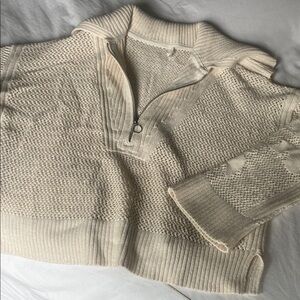 Anthropologie Elegant Cream Cowl Neck Sweater